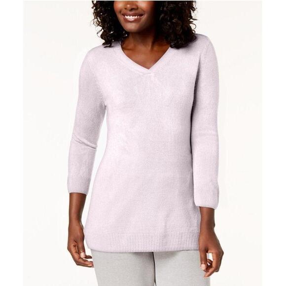 Karen Scott Petite Luxsoft V-Neck Sweater Blush PM - Picture 1 of 3